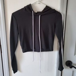 Black crop top hoodie set